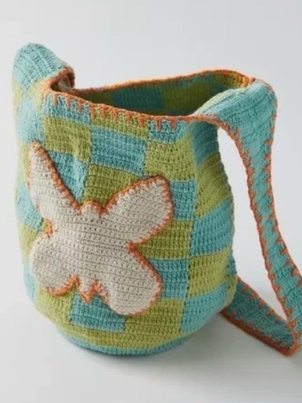 Urban Outfitters ~  ICON Checkered Butterfly Crocheted Shoulder Bag